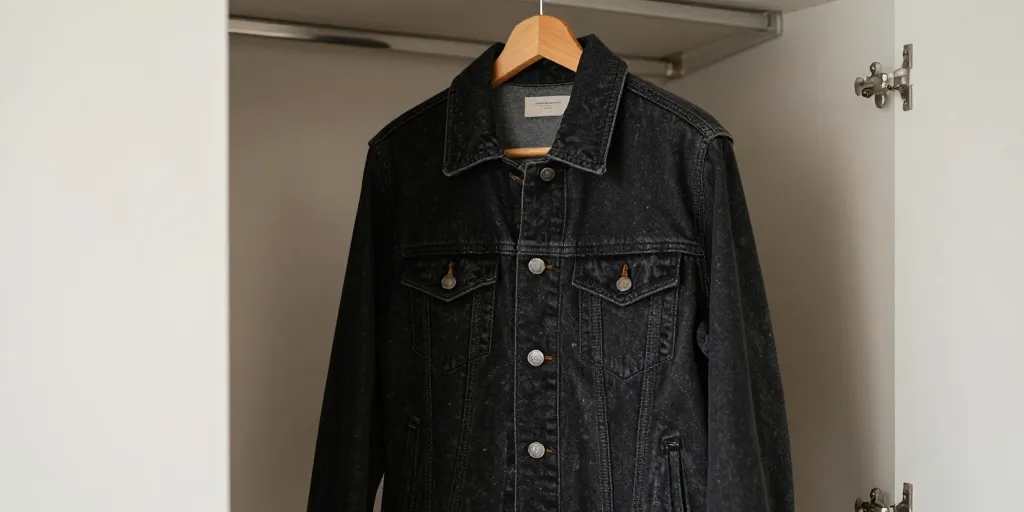 veste noire en jean femme